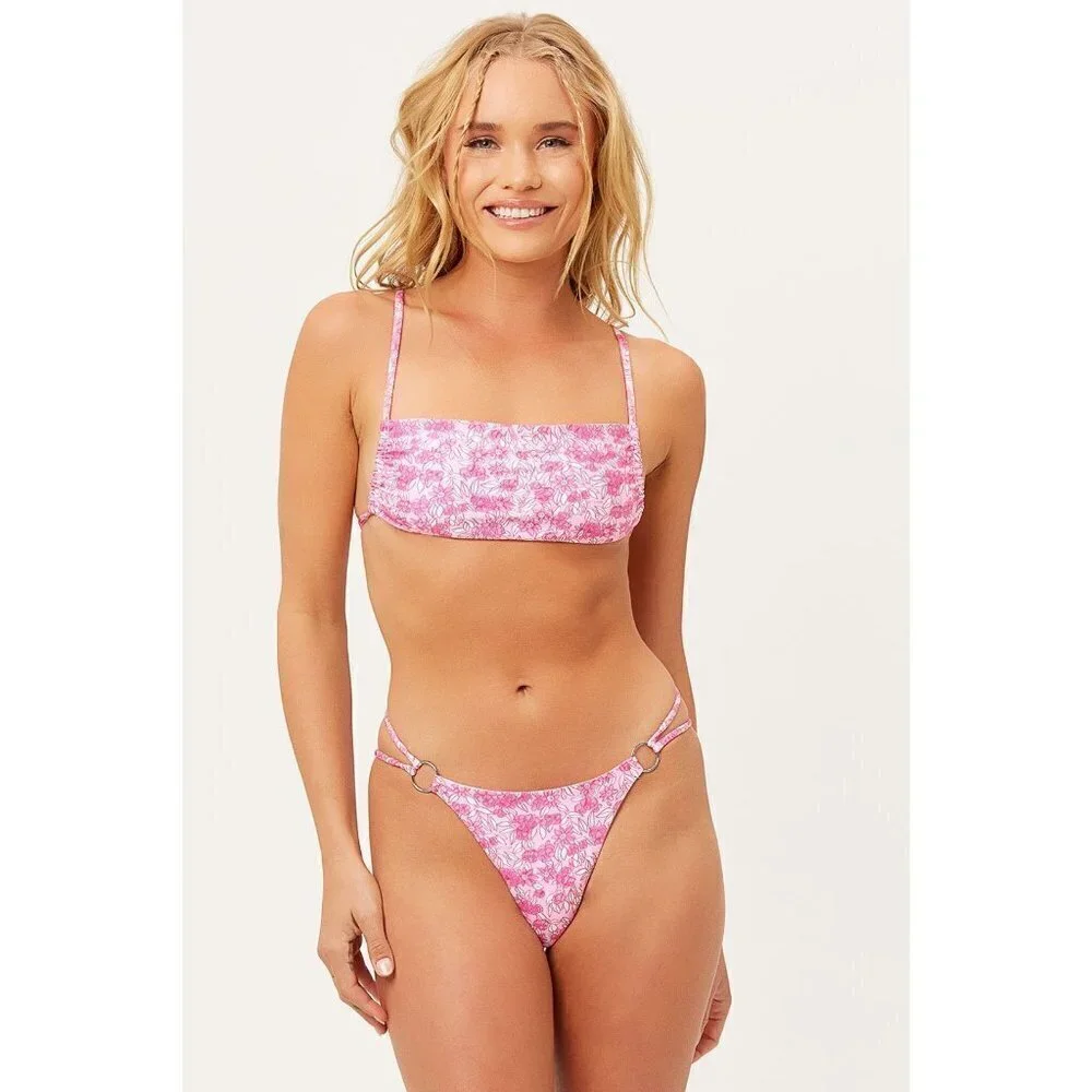 💕FRANKIES BIKINIS💕 Kailyn String Bikini Bottom ~ Rose Bouquet Large L NWT